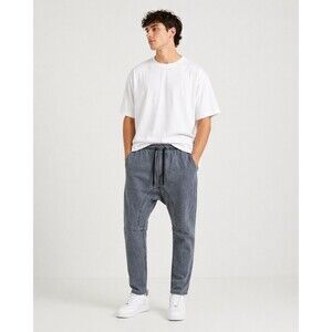 Cotton On Men 36 Washed Gray Jogger Pants Drop Crotch Tapered Drawstring Jeans